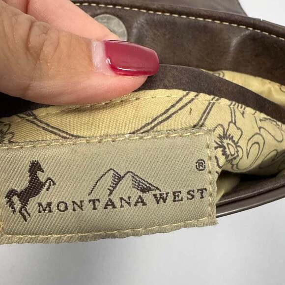 Montana West Saddle Crossbody Brown Leather Purse - Picture 10 of 12